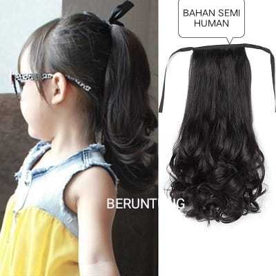 Pony tail anak kuncir ekor kuda Aksesoris Rambut  rambut palsu curly