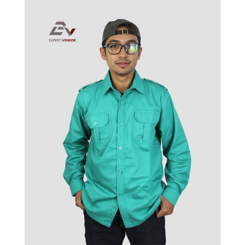 BAJU KEMEJA POLOS Warna Hijau Tosca Muda / lapangan/ gunung/ outdoor / PDL/ PDH formal/ kasual  - Ex