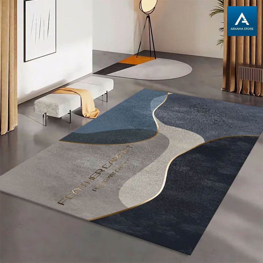 karpet lantai aesthetic abstrak besar tikar permadani bulu lembut