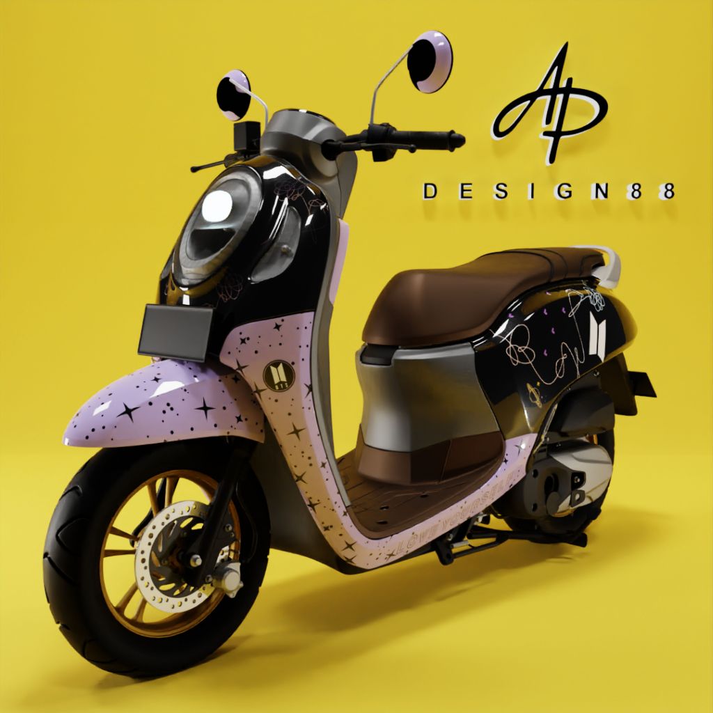 ap design88 decal  scoopy motif bts tanda tangan untuk smua tahun genio doff glossy custom nama army