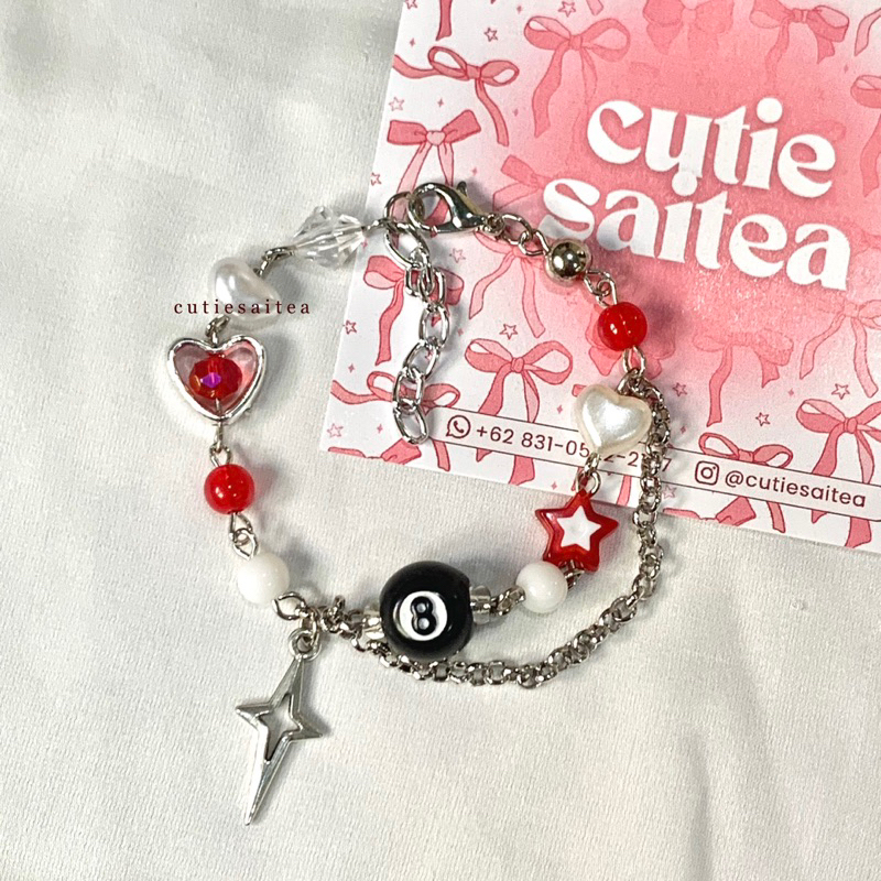 cutiesaitea Ghaniy Eight 8 Ball Billiard Bracelet Gelang Manik Beads Bracelet aesthetic