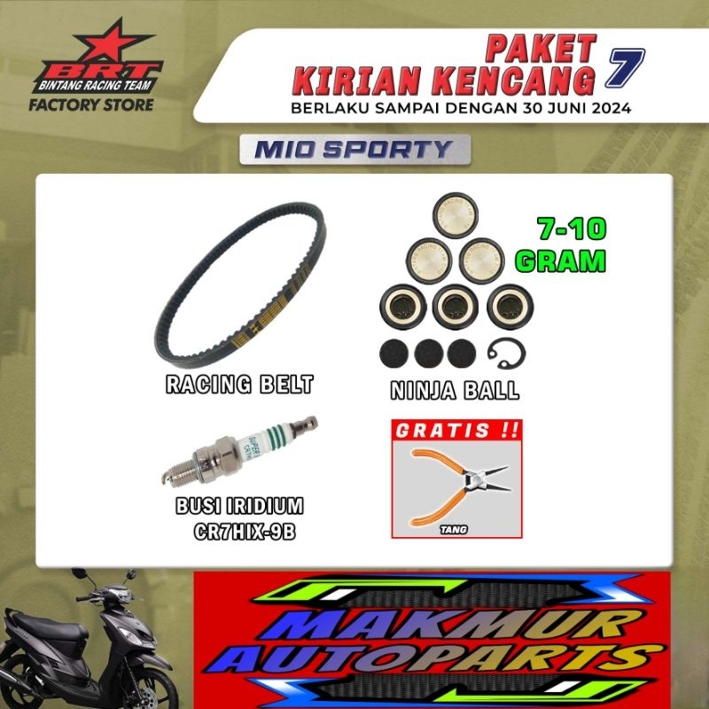 Paket Kirian 7 BRT Roller Ninja Ball-Racing VBelt-Busi-Mio Sporty - BINTANG RACING TEAM BRT