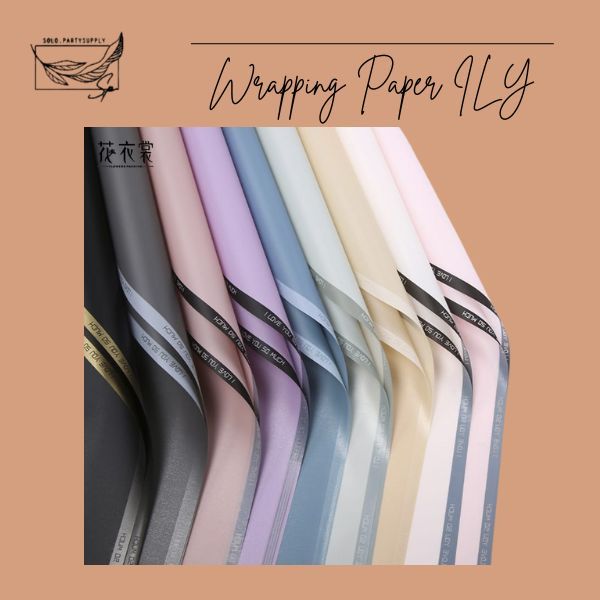 

(SW) TERLSRIS WRAPPING PAPER I LOVE YOU (ILY) LINE CELLOPHANE COLOR KERTAS BUKET KERTAS KADO