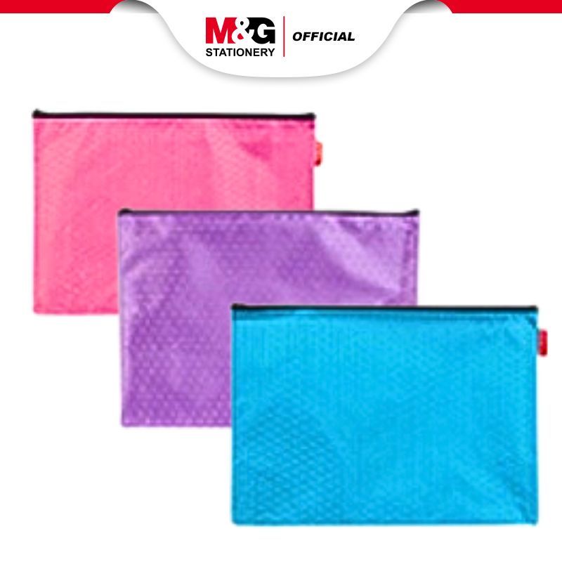 

M&G A4 oxford cloth Zipper Bag 345*245mm colorful warna pink ungu biru tas dokumen