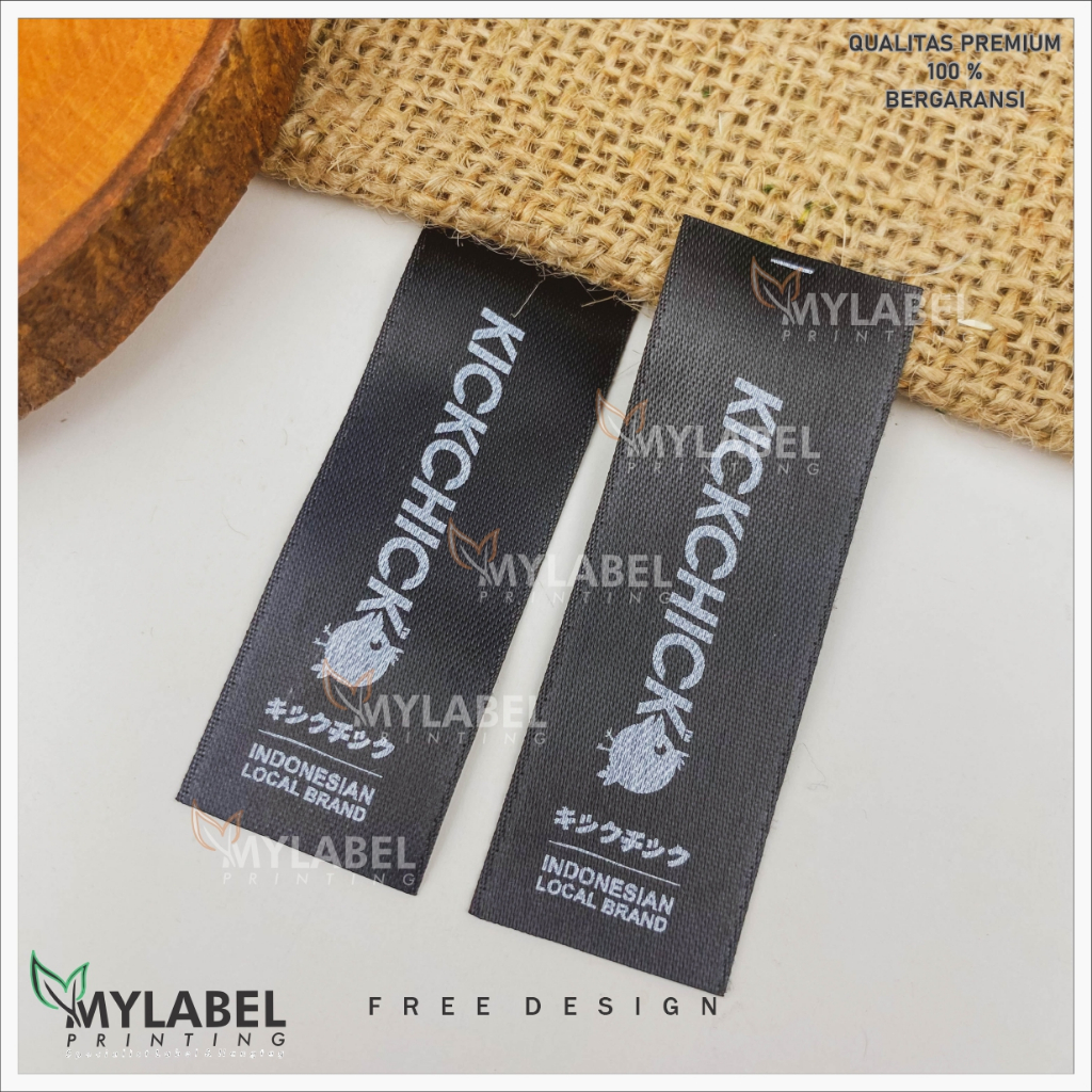 

100 PCS / label satin hitam import / label custom / label baju/label pakaian/label premium/labelnama