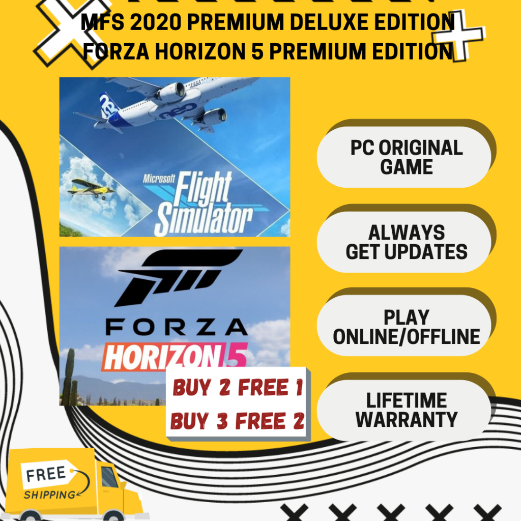 MICROSOFT FLIGHT SIMULATOR 2020 ONLINE PREMIUM DELUXE EDITION & FORZA HORIZON 5 PREMIUM EDITION FULL