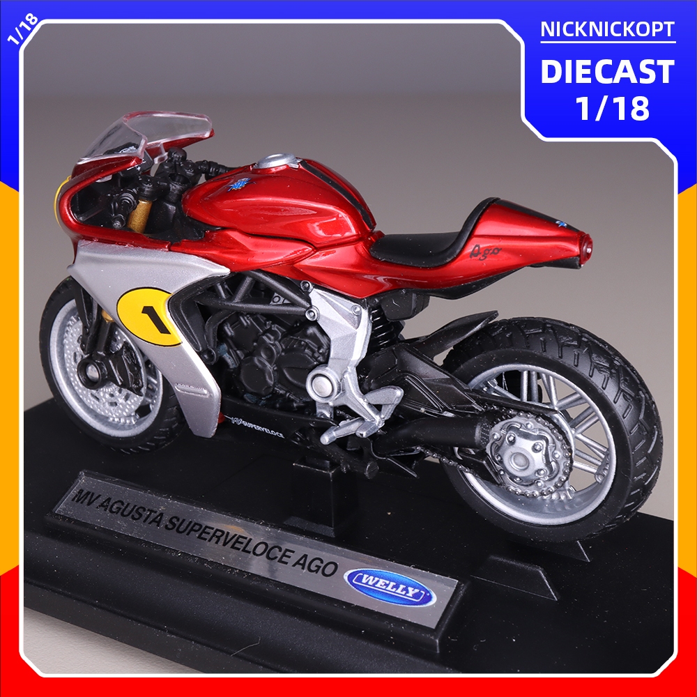 GROSIR Welly 1:18 MV Agusta Superveloce Ago Red Skala Diecast Mainan Koleksi Miniatur Motor