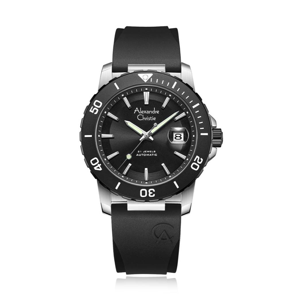 Alexandre Christie AC 6141 MARTBBA Silver Hitam Original / Jam Tangan Pria Analog Karet MA