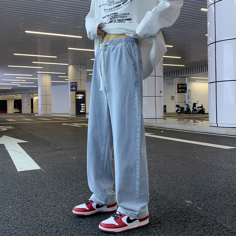 【Boyfriend · Jeans】celana drawstring celana jeans panjang pria  baggy pants celana longgar pria panj