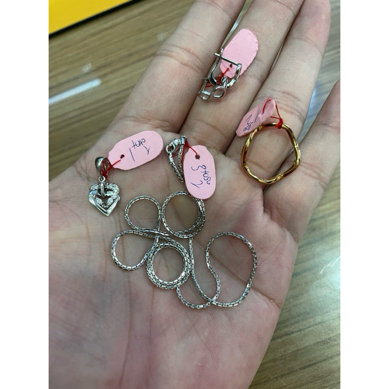 Kalung italy santa Emas Putih Asli 9K + set