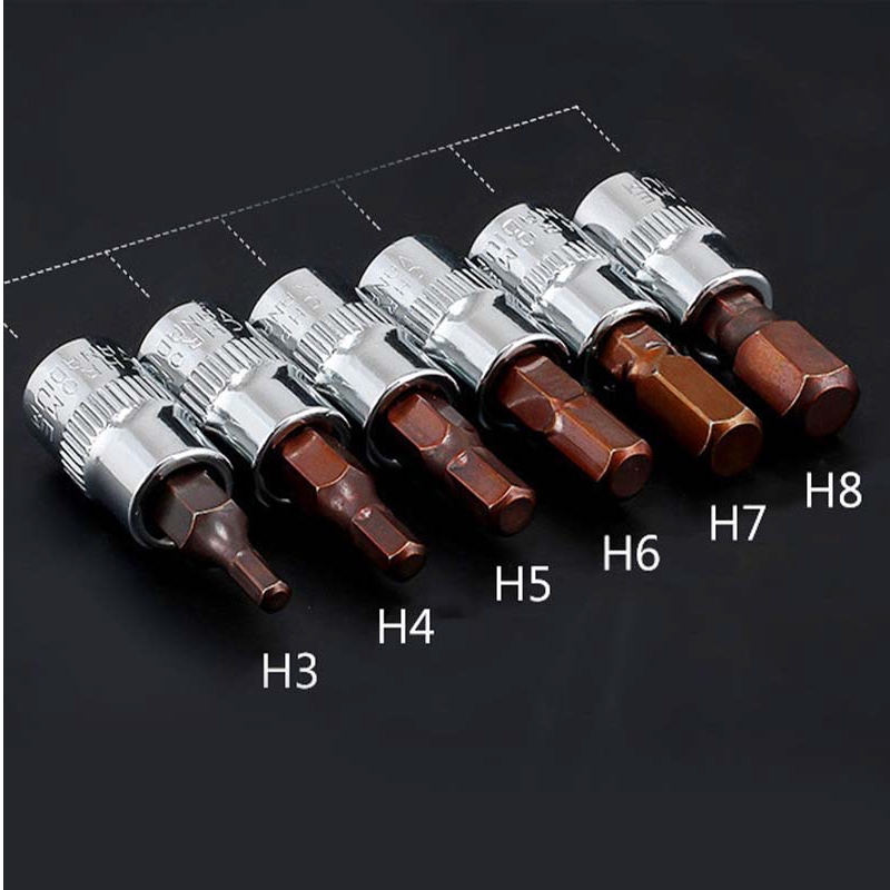 6 Pcs Kunci Shock Bintang Mata Shock Kunci L Set 1/4 Inch Mata Hexagonal Set Universal Hex Bit