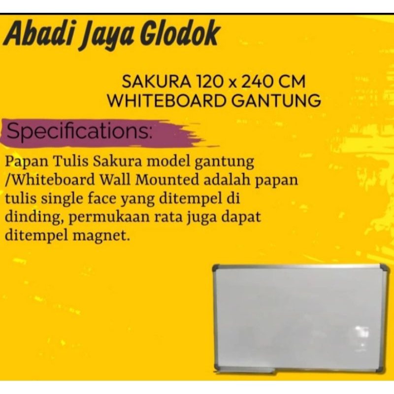 

SAKURA 120X240CM WHITEBOARD GANTUNG