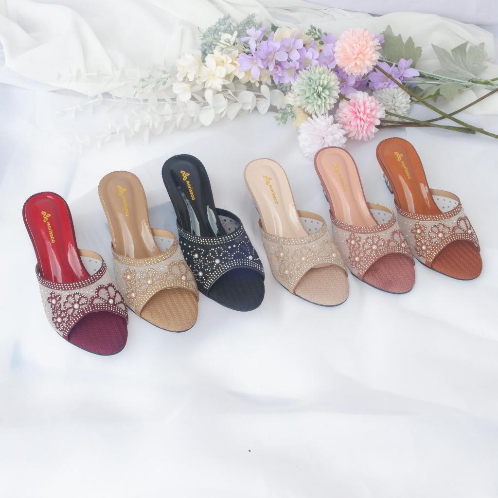 Delviano DRR 05 Heels Pesta Hak Kaca 5cm Motif Bunga