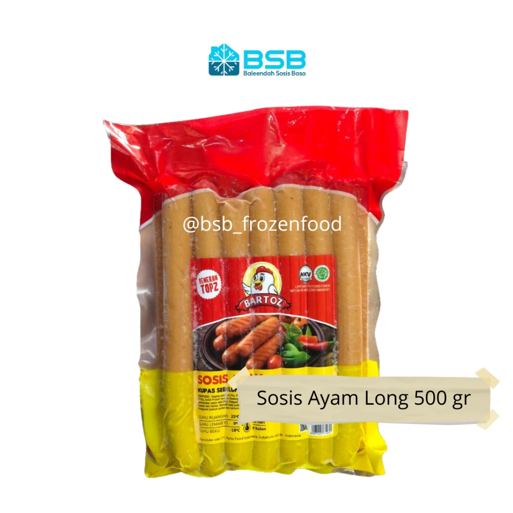 

BARTOZ Bartoz Sosis Ayam Long 500 gram / 1 kg