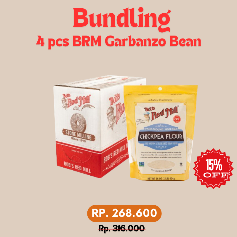 

Bundling 4 pcs Bob's Red Mill Garbanzo Bean (Chikpeas) Flour 453 gr (Des24)