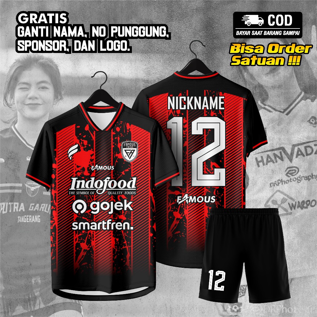 JERSEY FUTSAL BAJU SEPAKBOLA PRINTING CUSTOM GRATIS NAMA NOMER PUNGGUNG LOGO TEAM BISA SATUAN WARNA 