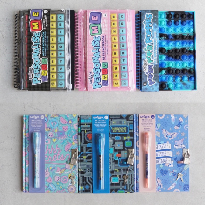 

Smiggle Notebook & Secret Diary | personalise pop it | alat buku tulis anak stationery