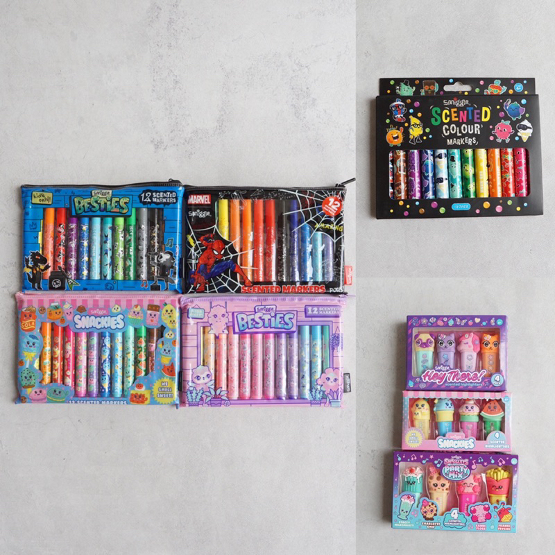 

Smiggle Scented Marker/Highlighter Set | 12 & 4 pcs | alat tulis spidol stabilo sekolah anak stationery