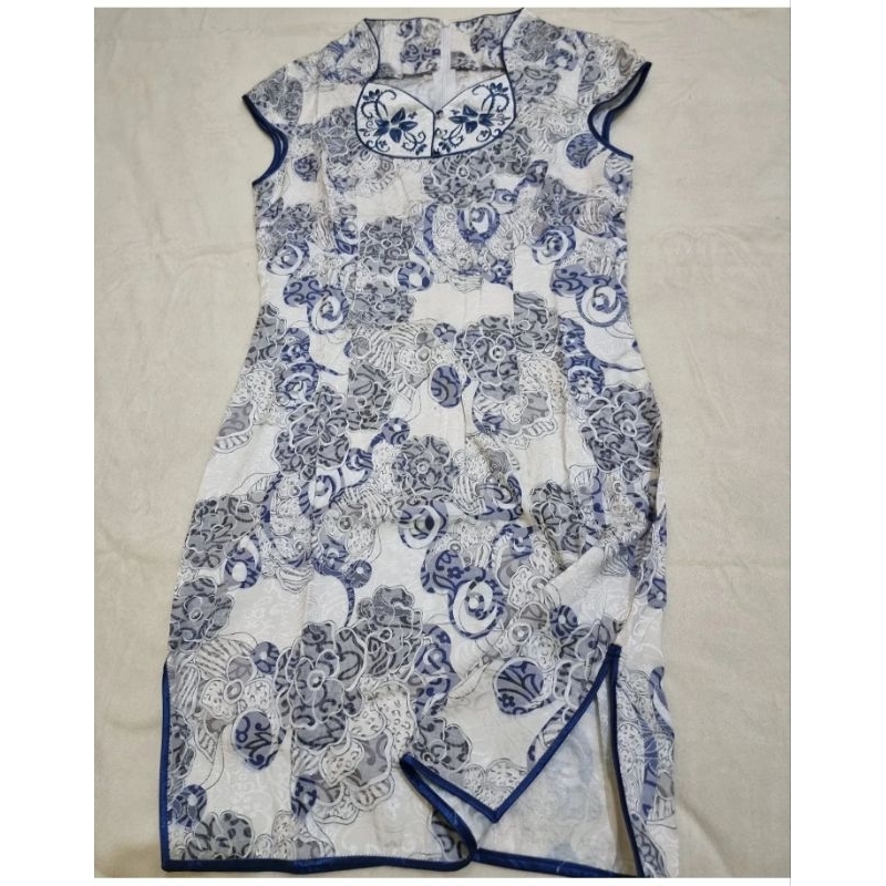 dress wanita / dress cheongsam / dress biru / dress pendek