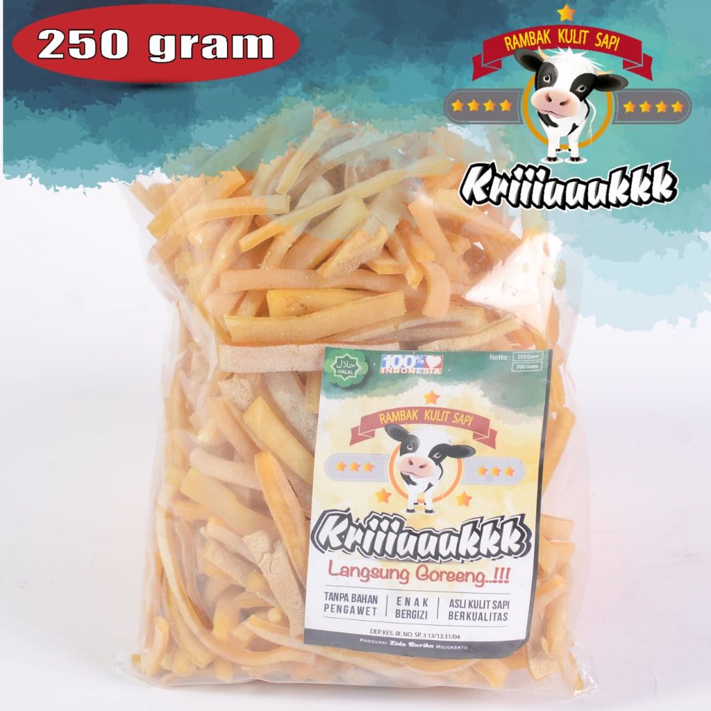 

DOROKDOK SAPI / KERUPUK KULIT SAPI / KRECEK RAMBAK KULIT SAPI MENTAH 250 GRAM / LANGSUNG GORENG