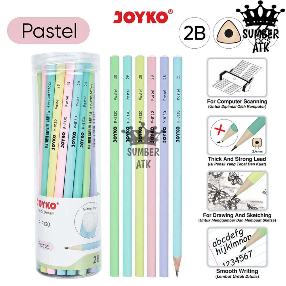 

Pencil Pensil Joyko P813 2B 1 Drum 36 Pcs Pastel KODE N3A9