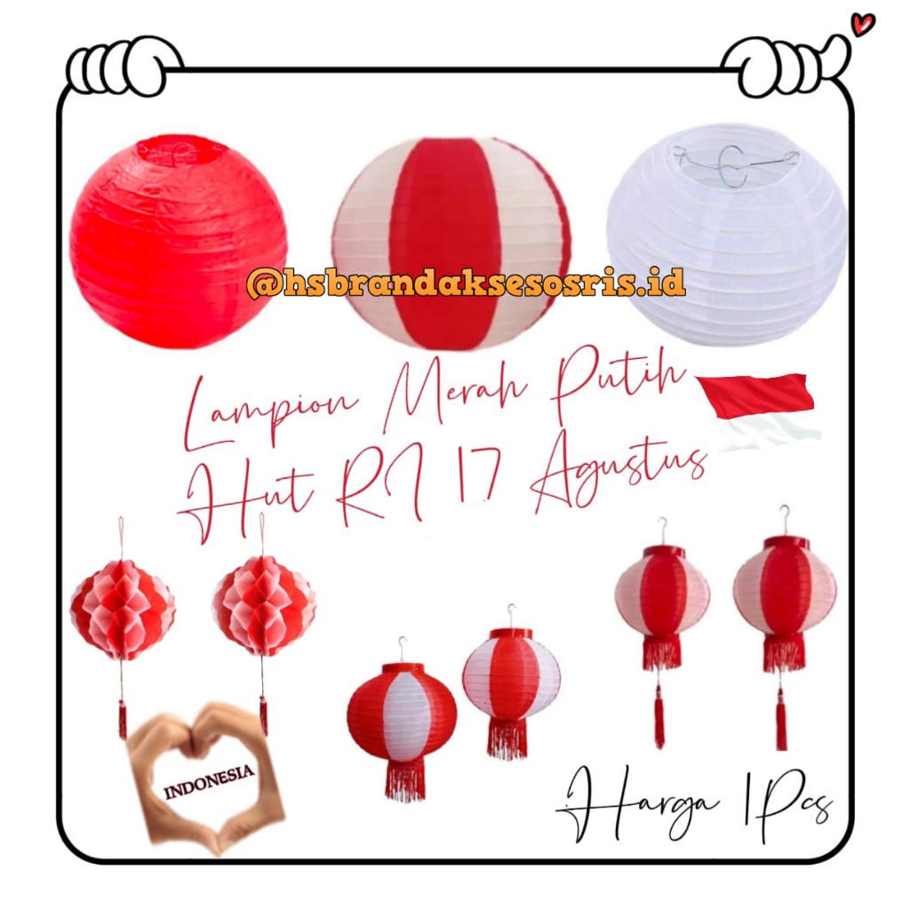 (1PCS) LAMPION MERAH PUTIH / LAMPION HUT RI 17 AGUSTUS / LAMPION TAWON PVC / LAMPION KERTAS / LAMPIO