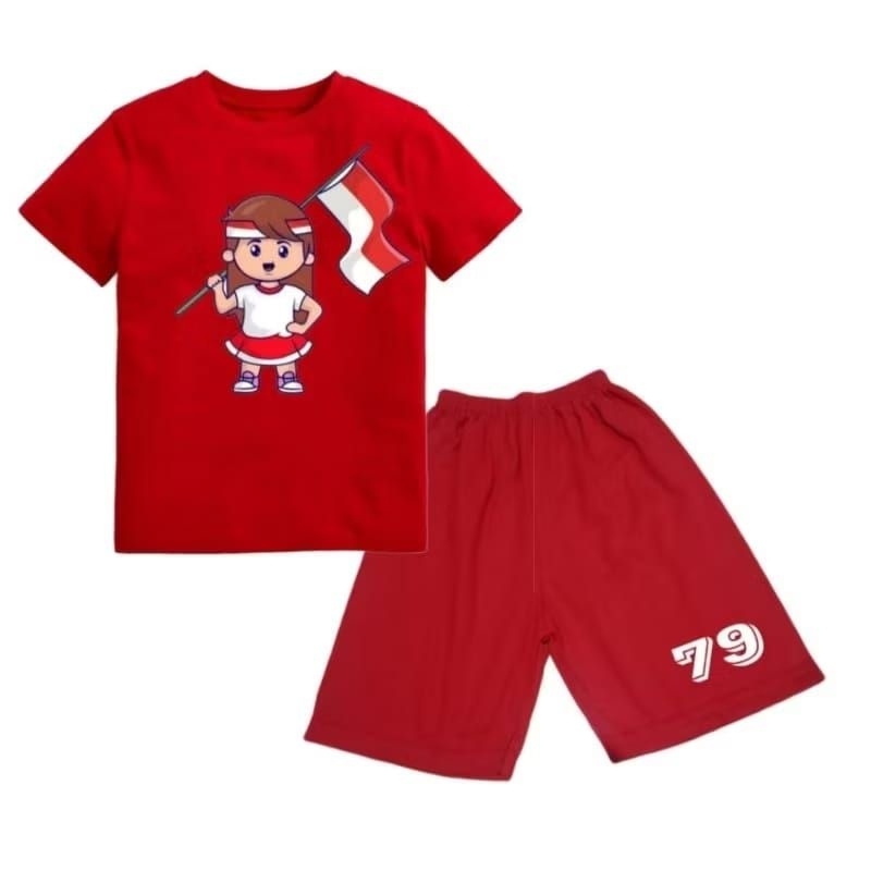 baju kaos setelan anak anak 17 agustus merah putih untuk usia 1-10 tahun