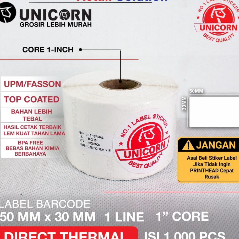 

KI3 Stiker Label Barcode Thermal 5x3 mm 5 x 3 mm 5x3mm 5X3 CM