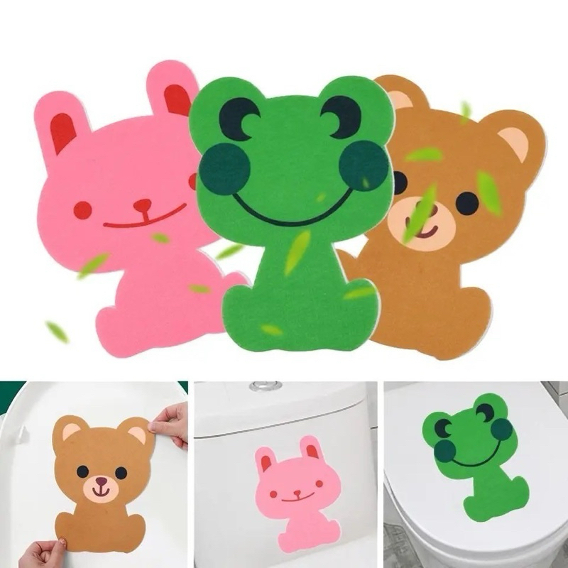 Stiker Pewangi Toilet Karakter Beruang Kelinci Kodok Lucu Stiker Tempel Pewangi Aroma Ruangan Stiker