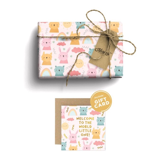 

BOMBASTIS Paket Kertas Kado Kartu Ucapan Baby New Born Harvest Rabbit