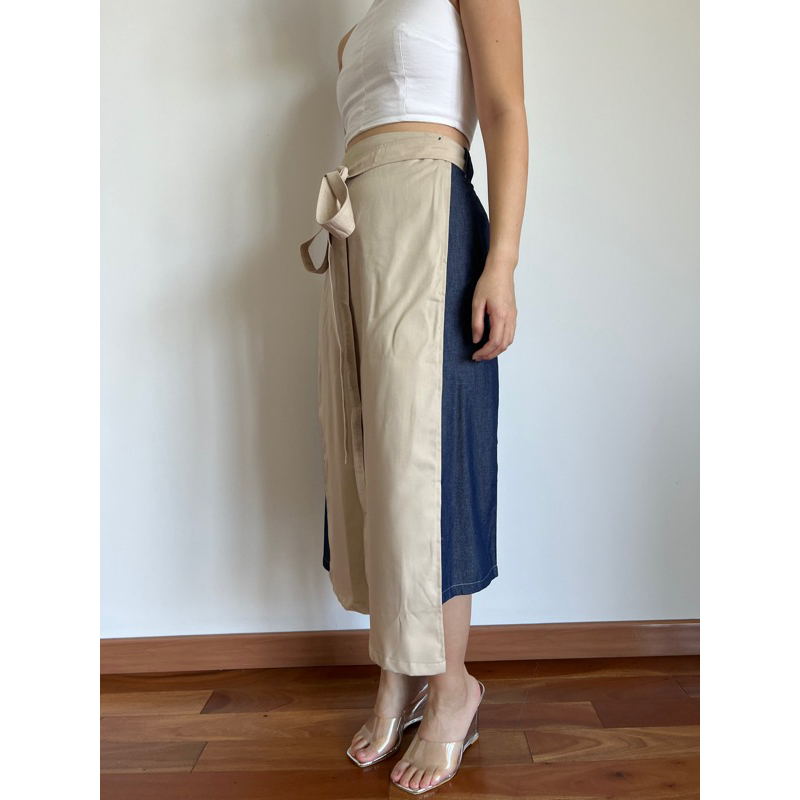 VVERVE - MUNG SKIRT - ROK DENIM COKLAT TWO TONE KOREAN STYLE