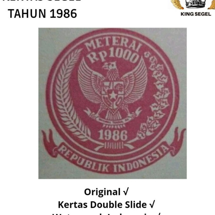 

HJ6 Kertas Segel Tahun 1986 Double Asli