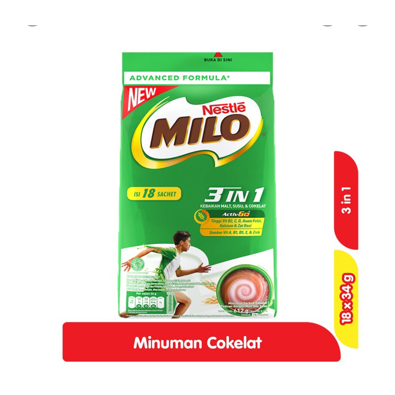 

Milo Activ-Go Minuman Serbuk Cokelat Sachet 18 x 34 g