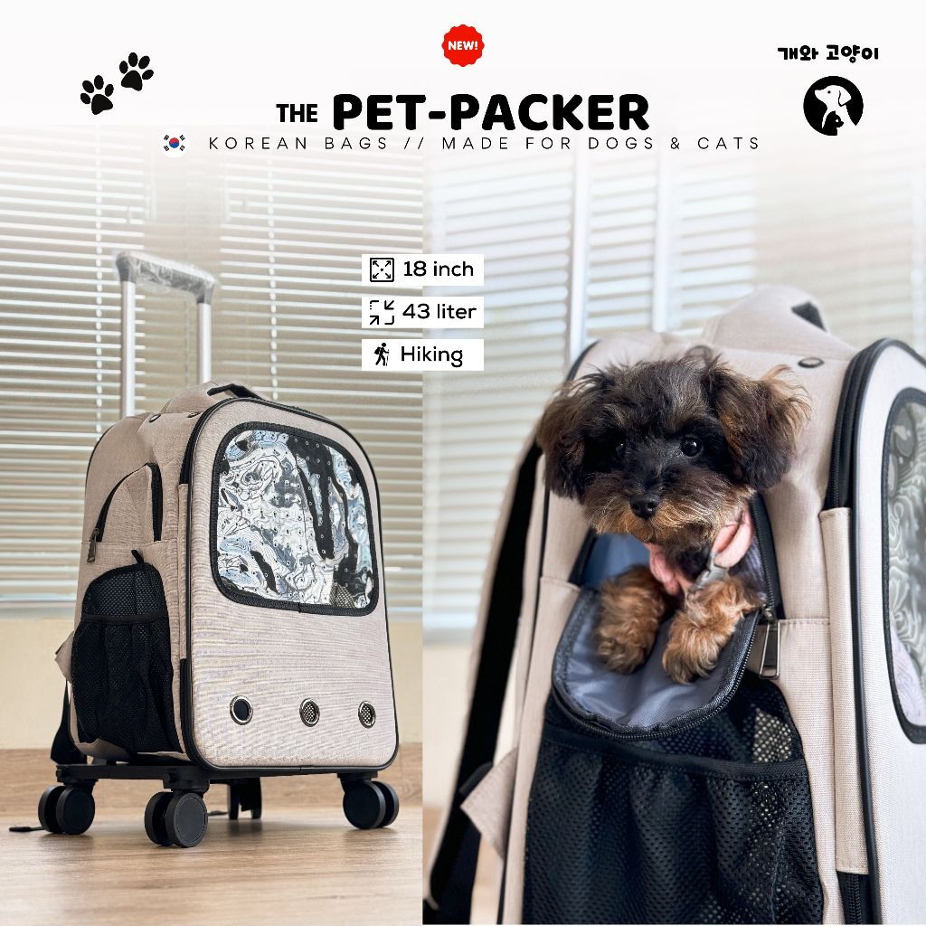 [THE PETPACKER] TAS TROLI RODA LIPAT ANABUL ANJING KUCING 4 RODA TRAVEL BAG TEACUP TINY POODLE CIHUA