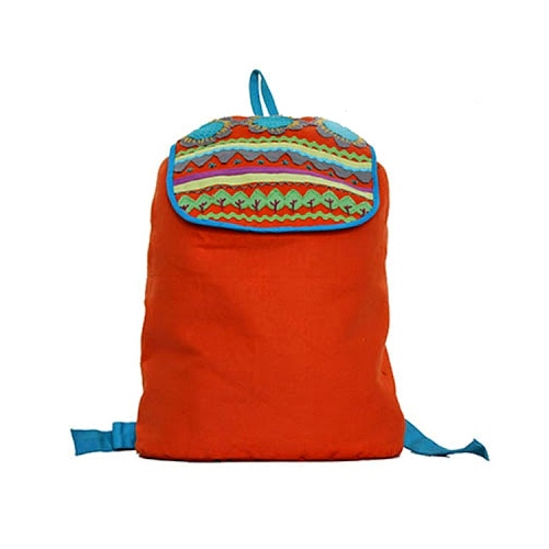 Tas Maika Etnik Ethnic Patch Orange | Tas Backpack | Tas Ransel | Tas Etnik