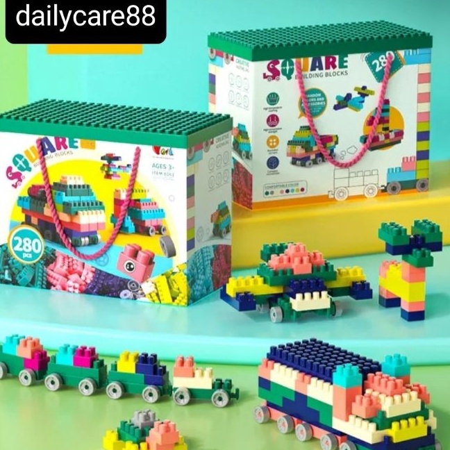Wow READY STOCK 28PC MAINAN BRICK BALOK SUSUN ANAK DIY BAHAN ABS KUAT TAHAN LAMA  SQUARE BUILDING BL