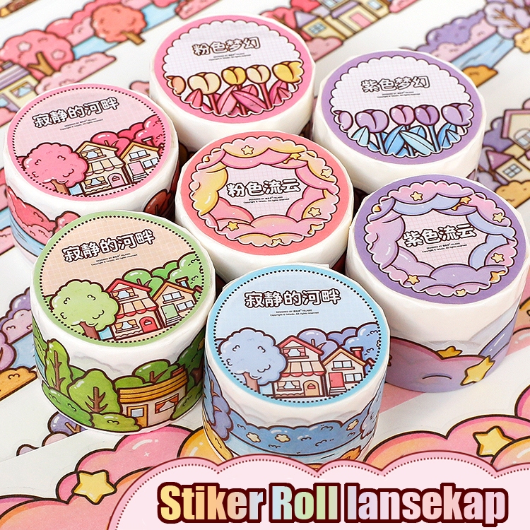 

TLD Sticker roll lansekap Dekor buku jurnal Masking tape colourfull