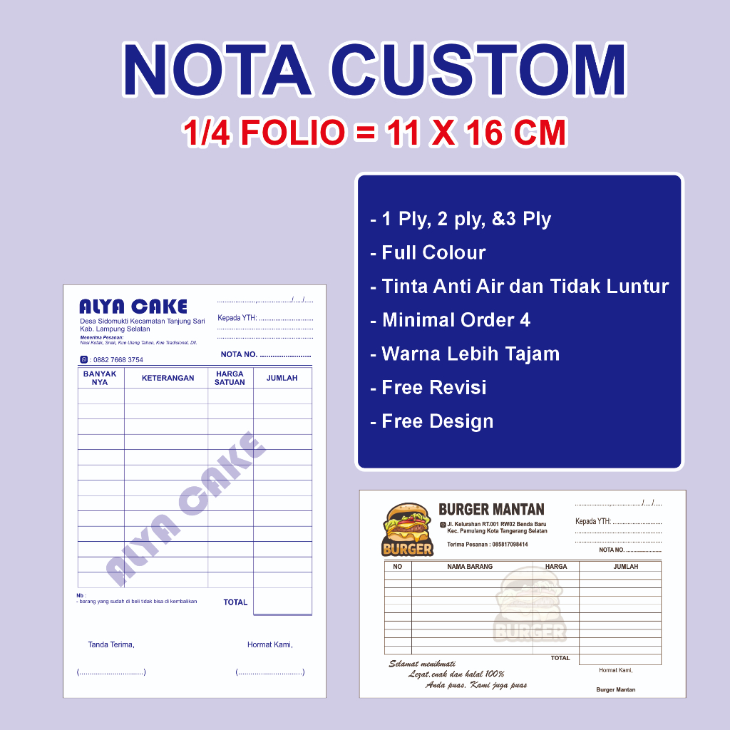 

Cetak Nota Custom Folio Ukuran 1/4 Free Desain