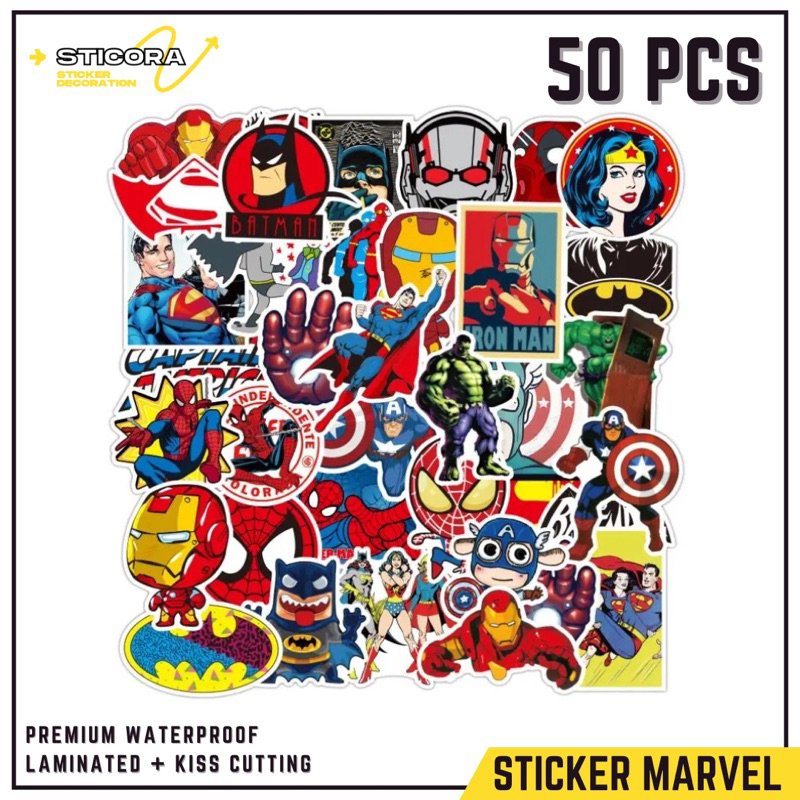 

[50 Pcs] Stiker Pack Marvel Superhero Vinyl Waterproof Laminated Dekorasi Laptop Handphone Thumblr