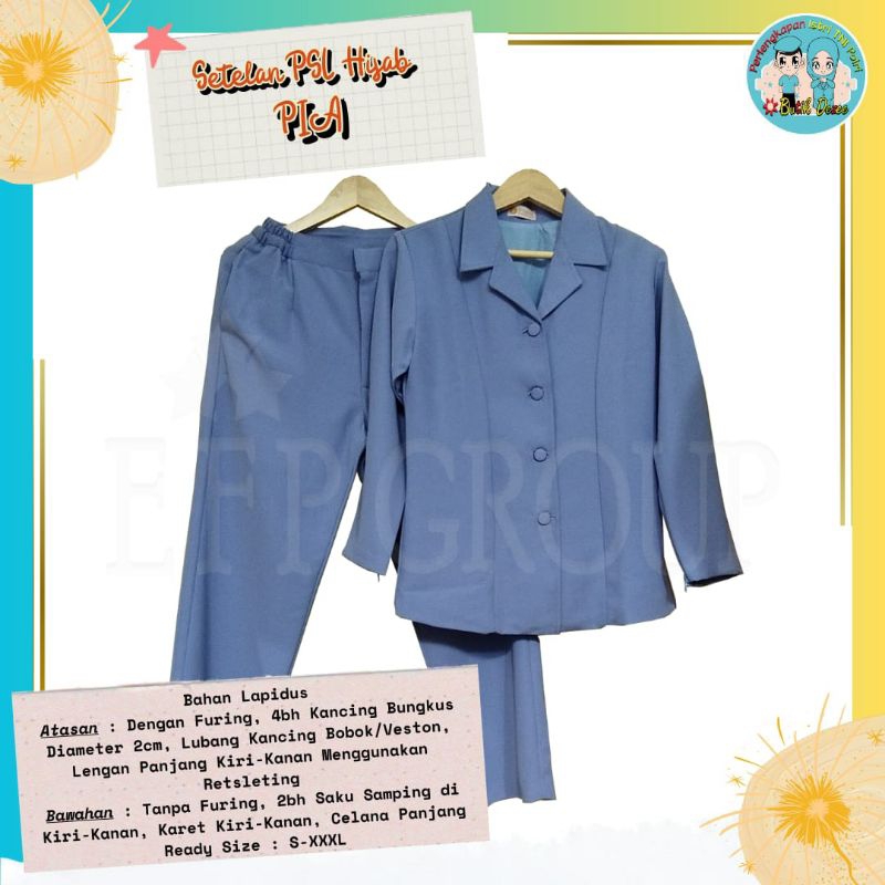 SETELAN PSL PIA MUSLIM BAHAN LAPIDUS KANCING BOBOK