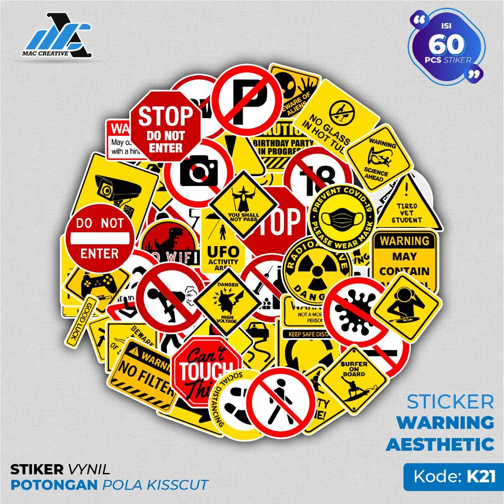 

[ MAC ] 60 PCS STICKER WARNING ICONS PERINGATAN LENGKAP LUCU AESTHETIC ANTI AIR UNTUK LAPTOP CASE TUMBLER KOPER HP - K21