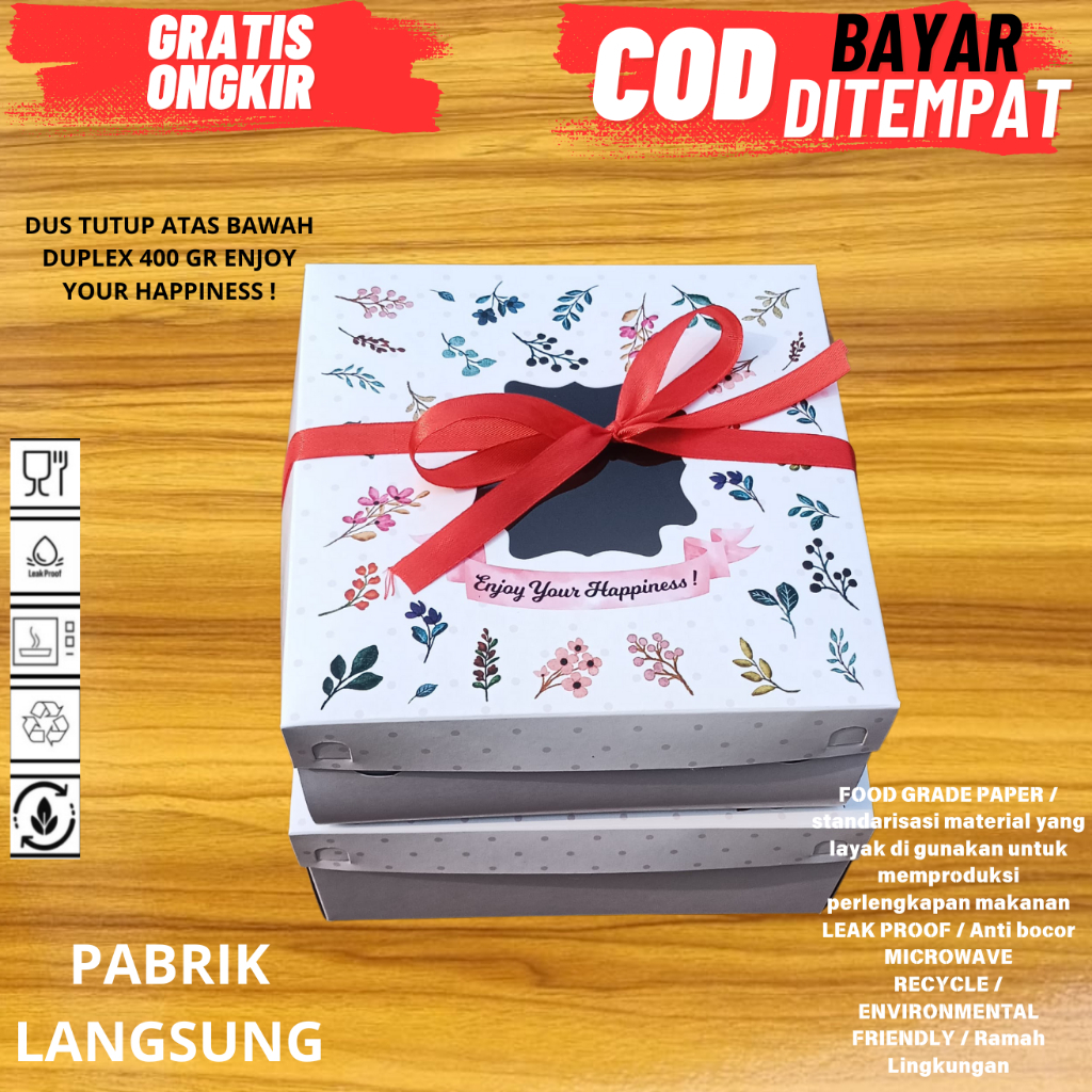 TN17 LAWRENCE Box Dus Kotak Kue 25 X 25 X 10 CM / 22 X 22 X 10 CM / Dus Nasi / Dus Catring Motif