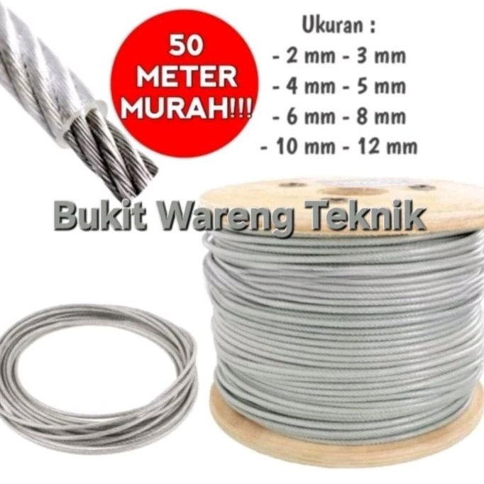 Tali Seling Galvanis PVC 2 3 4 5 6 8 Mm Seling Baja Plastik