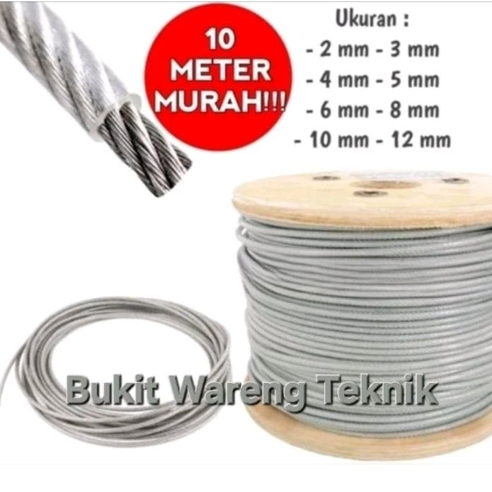 Tali Seling Galvanis PVC 2 3 4 5 6 8 MmSeling Baja Lapis Plastik