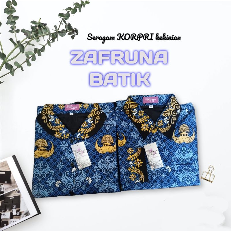 BATIK KORPRI PRIA/WANITA TERBARU KERAH HITAM Kain katun C40s dari sritex// dengan pilihan Lapis furi