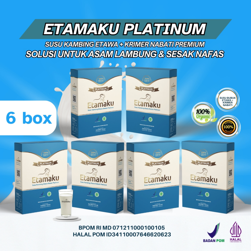 

Susu Etawa ETAMAKU PLATINUM - 6 Box 1500gram - Susu Pencernaan, Nyeri Sendi dan Asam Urat