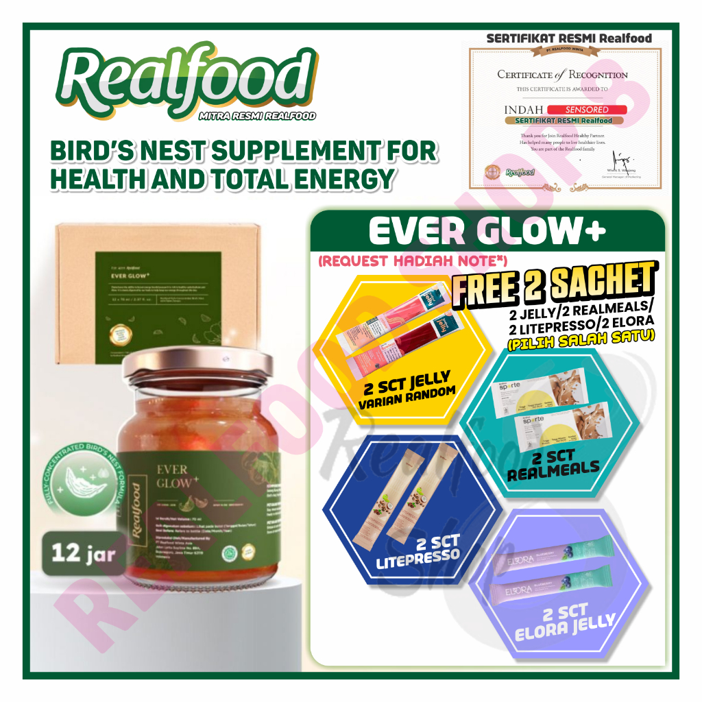 

Realfood Ever Glow Plus 12 Extra Kurma Fully Concentrated - Minuman sarang walet - Birdnest Shop 8