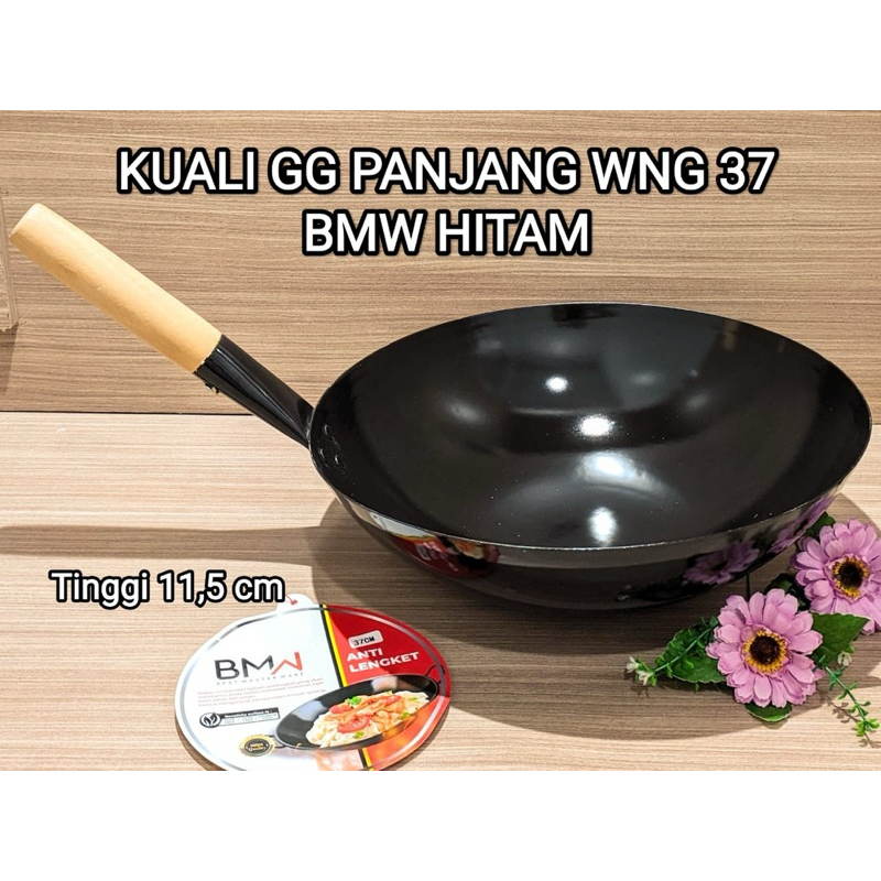 Wajan Masak Baja 31cm, 34cm, 37cm Wajan Kuali Gagang Kayu Wajan Baja Anti Lengket BATAM