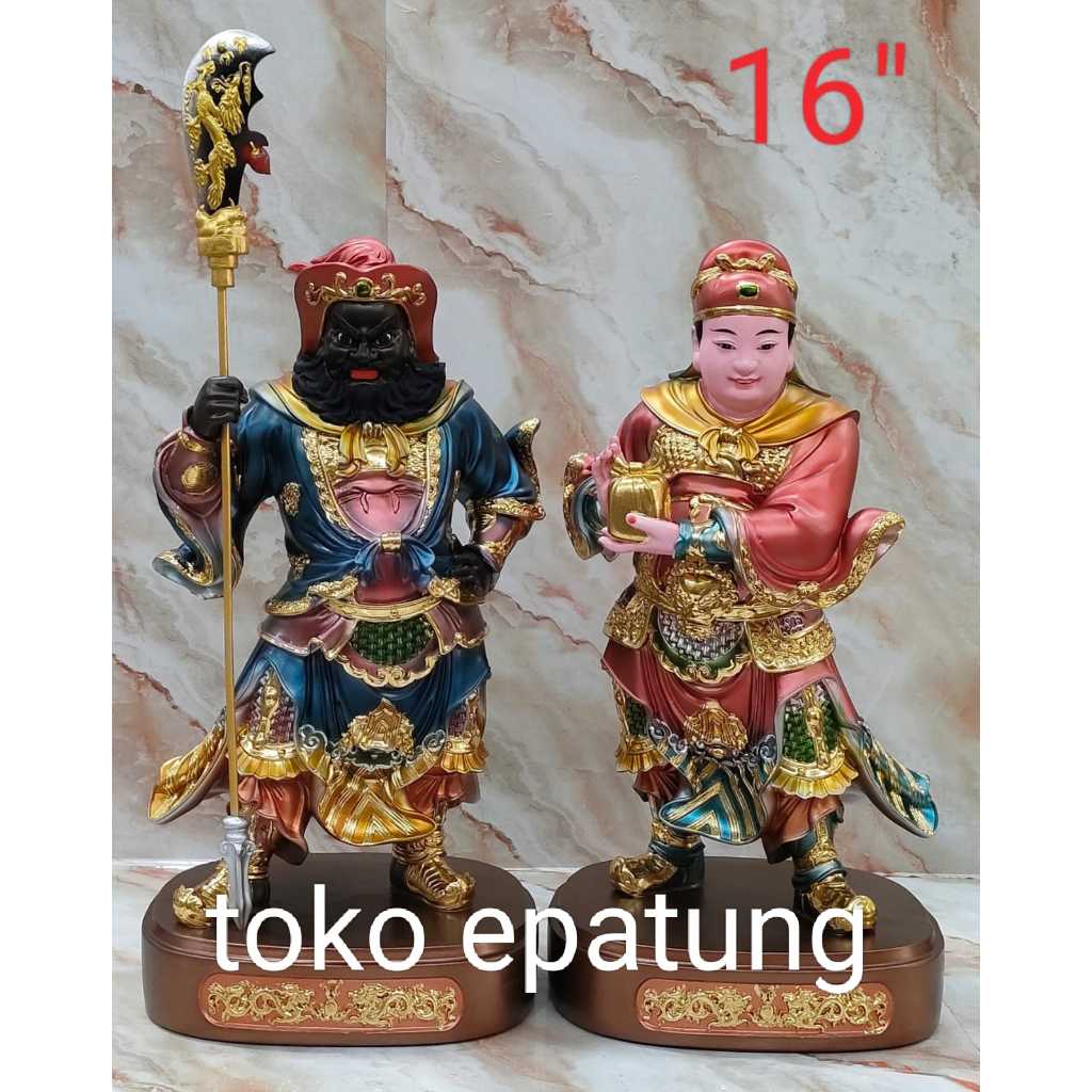 patung dewa pengawal kwan kung / kwan kong - fiber 16 inch - l2