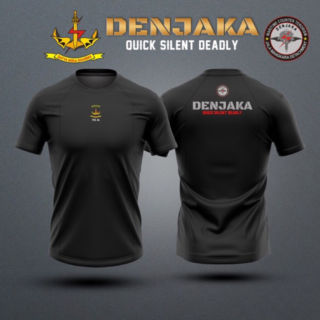Baju Kaos Denjaka TNI AL Lengan Pendek Bahan Dryfit Hitam Premium